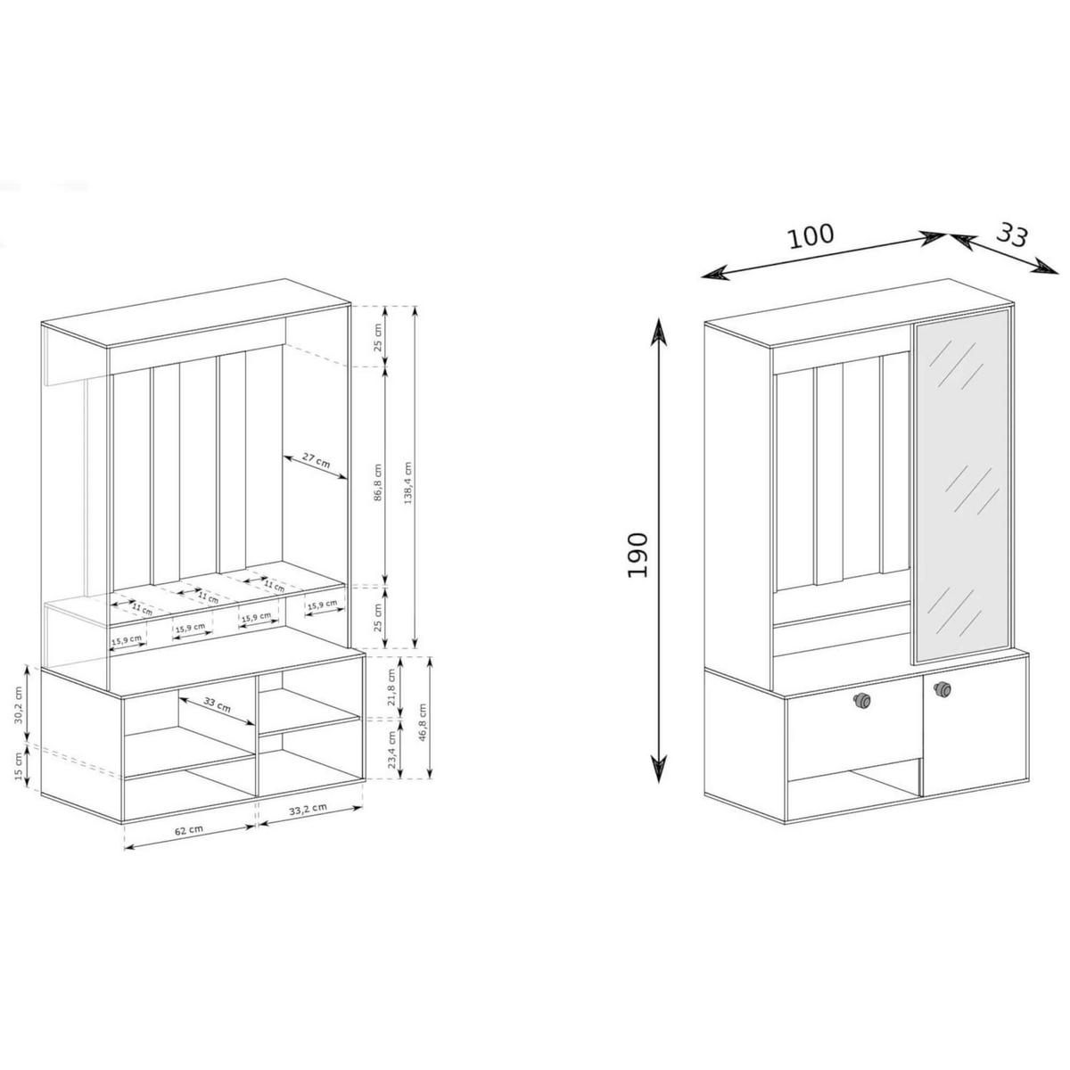 GARDEROBE SPOTTI - Grün, Holzwerkstoff (100/190/33cm) - Meblini