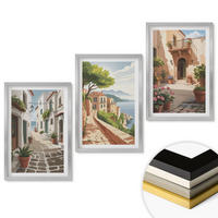 WANDBILDER 3er Set - 40x60 cm Silberner Rahmen - Straßen, Häuser, Pflanzen, Töpfe - Silberfarben, Kunststoff (40/60cm) - ArtPrintCave