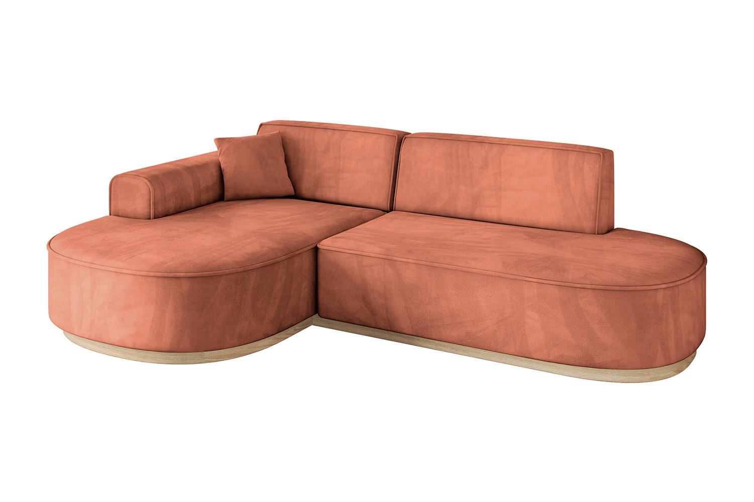ECKSOFA Ottomane Links MARI-L1-v1 - 243x171x83 cm Koralle Velours - Koralle, Holzwerkstoff/Textil (243/171cm) - ALTDECOR