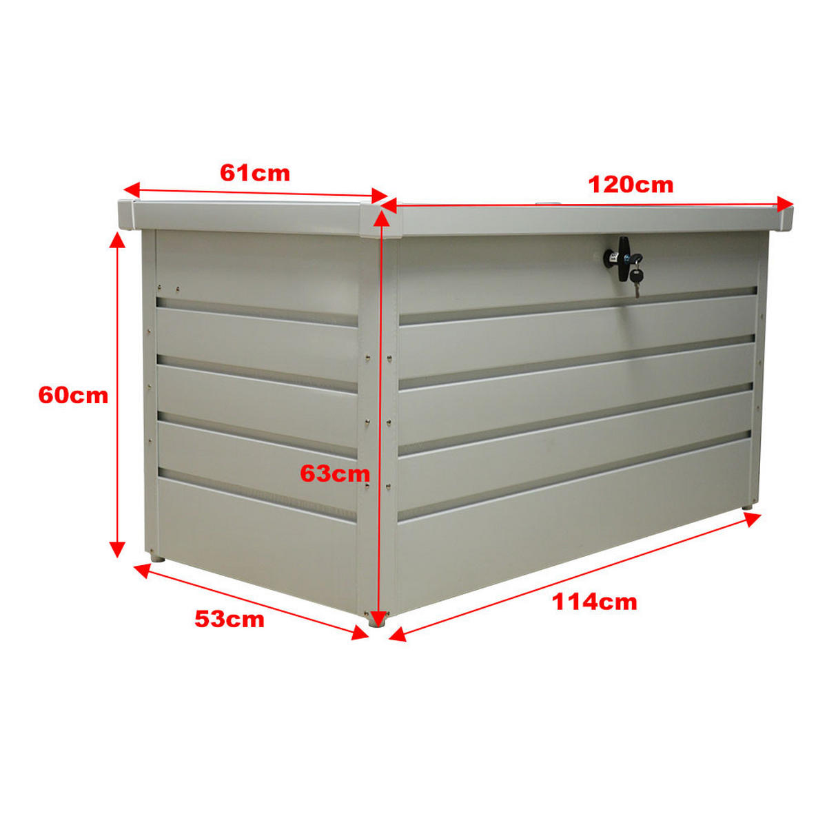 GARTENBOX Auflagenbox Kissenbox mit Schloss für Werkzeuge aus Metall in Anthrazit in AußenGarten abschließbar 60 x 114 x 53 cm 20 kg - Weiß, Metall (60/53/114cm) - Livingandhome