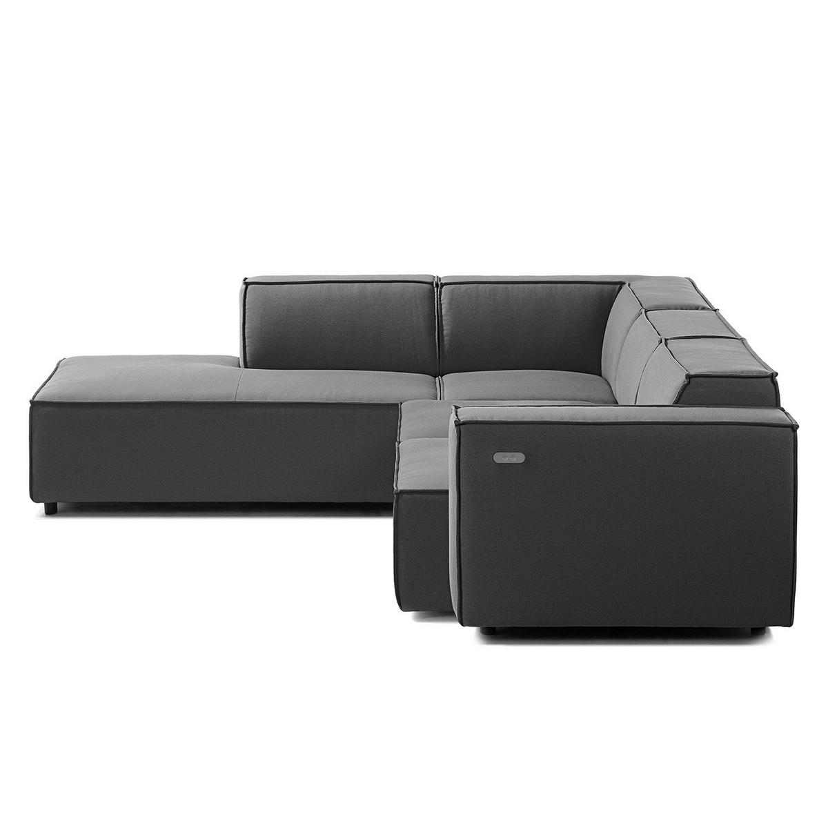 ECKSOFA mit Ottomane - Anthrazit/Schwarz, Kunststoff/Textil (260/234cm) - home24