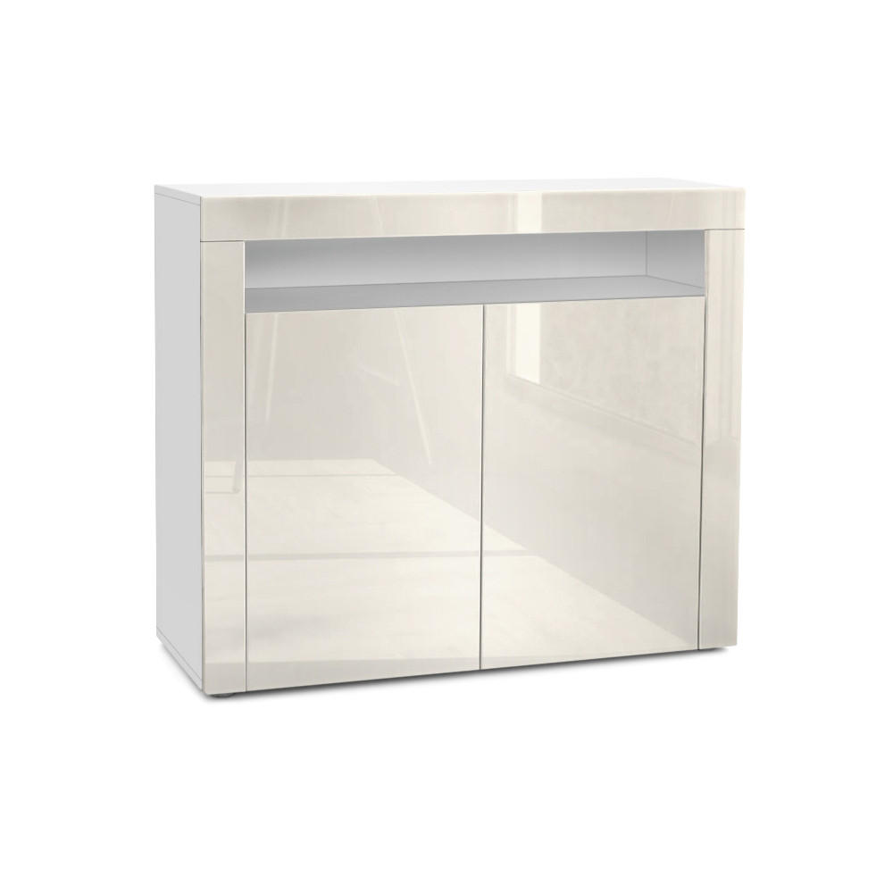 KOMMODE Valencia Creme Hochglanz / Creme Hochglanz - Creme, Holzwerkstoff (108/92/40cm) - Vladon