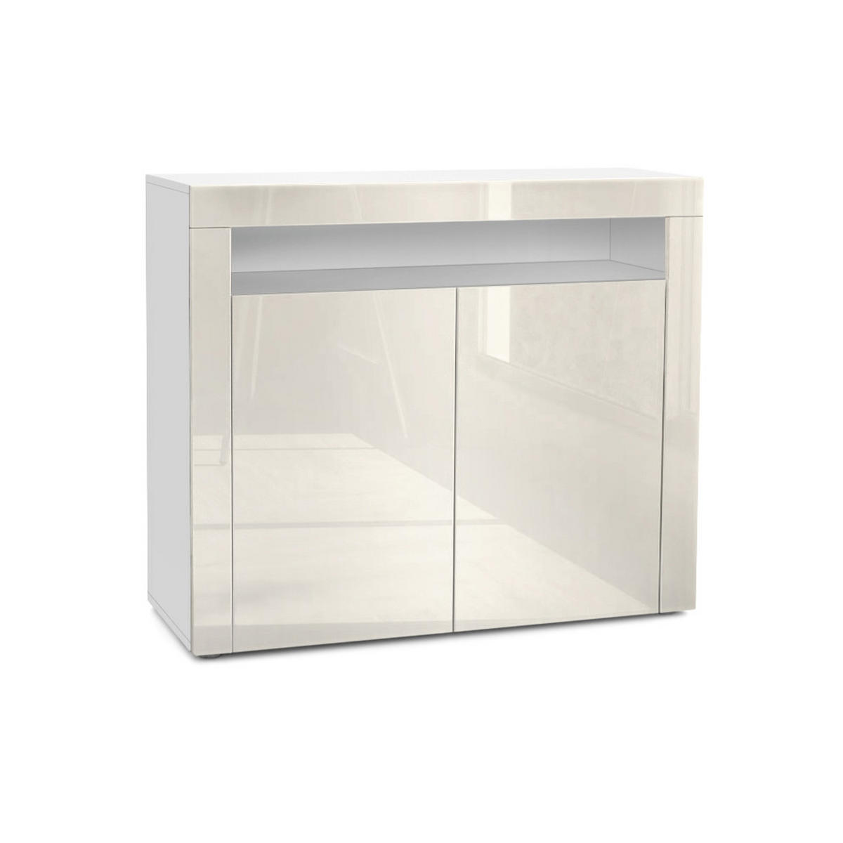 KOMMODE Valencia Creme Hochglanz / Creme Hochglanz - Creme, Holzwerkstoff (108/92/40cm) - Vladon