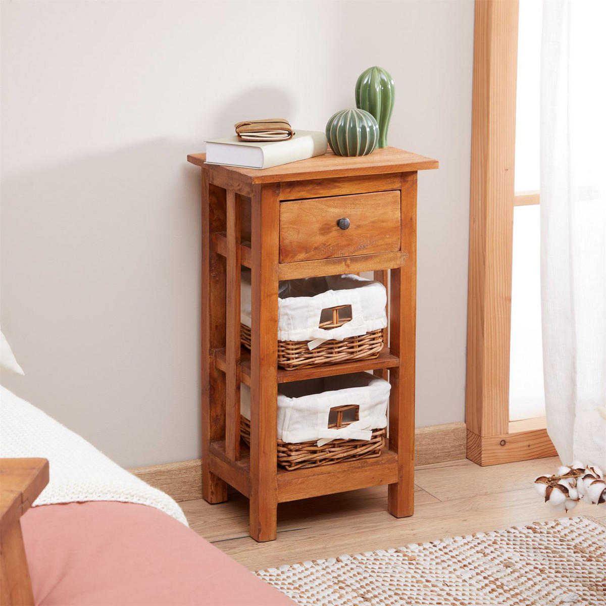 NACHTTISCH TOURNETTE - Naturfarben, Holz (39/71/28cm) - IDIMEX
