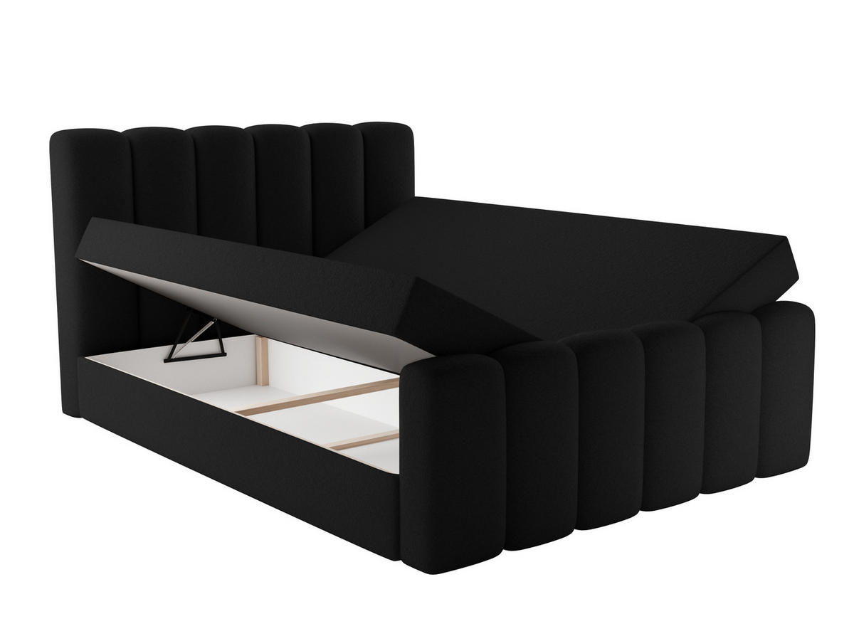 BOXBETT Nola mit Topper Schwarz 160x200 - Schwarz, Textil (160/200cm) - Luxkor24