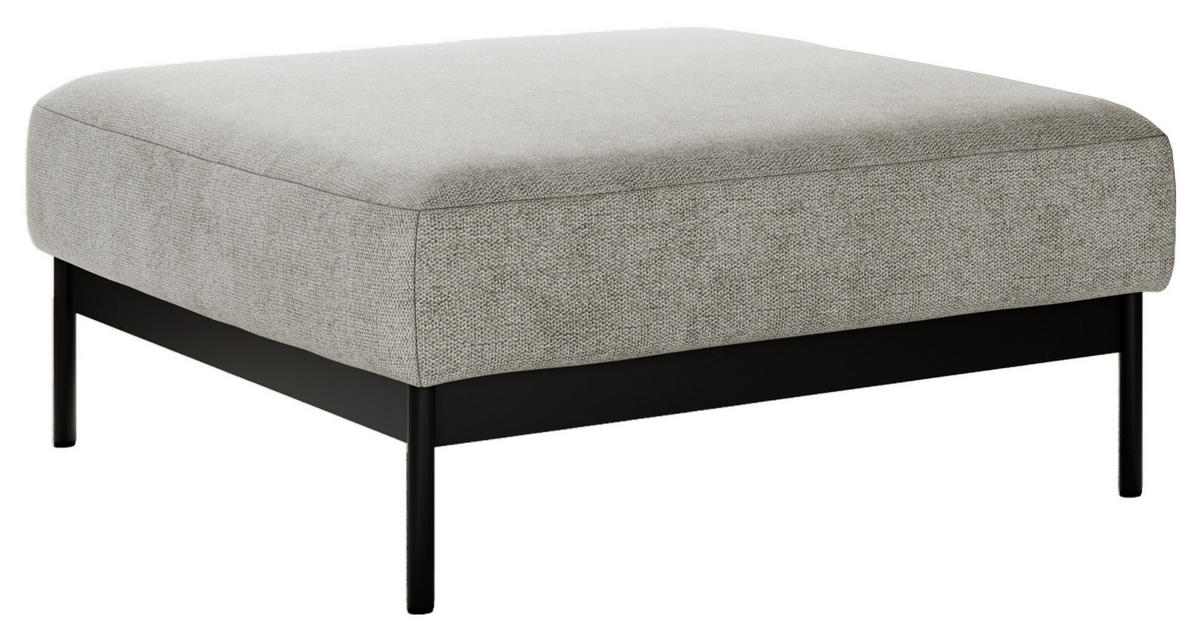 SCHLAFSOFA SALENTO Hellgrau Struktur - Hellgrau/Schwarz, Textil/Metall (221/82/193cm) - MKS