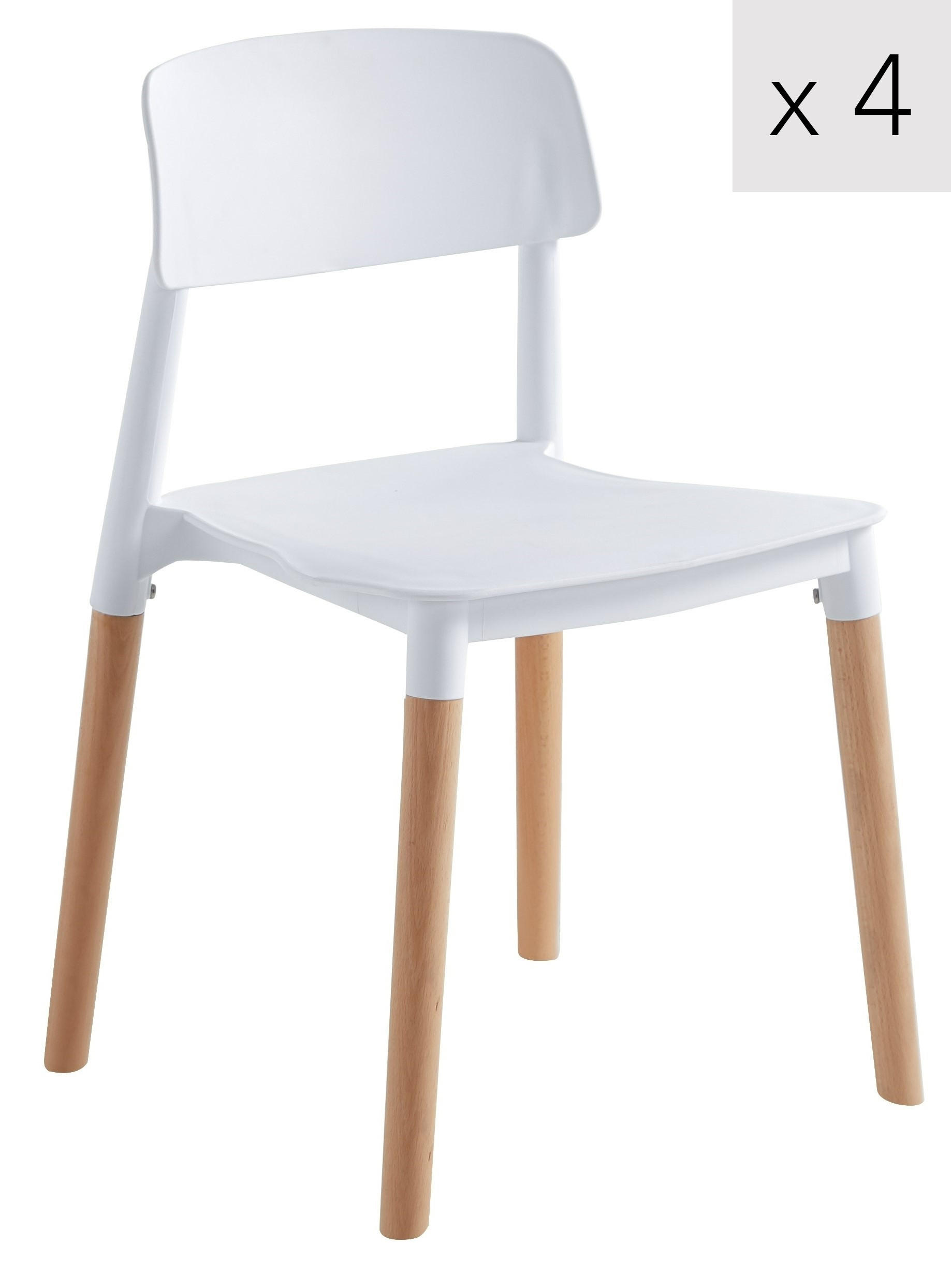 STUHL 4er-Set Polypropylen Weiß - Weiß, Kunststoff (45/75/46cm) - Nordlys