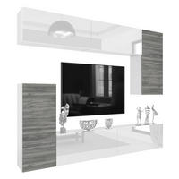 WOHNWAND Milano 8, Grau Matt/Weiß Hochglanz, 250 cm, Grifflos - Weiß, Holz (250/115/36cm) - B BELINI GROUP