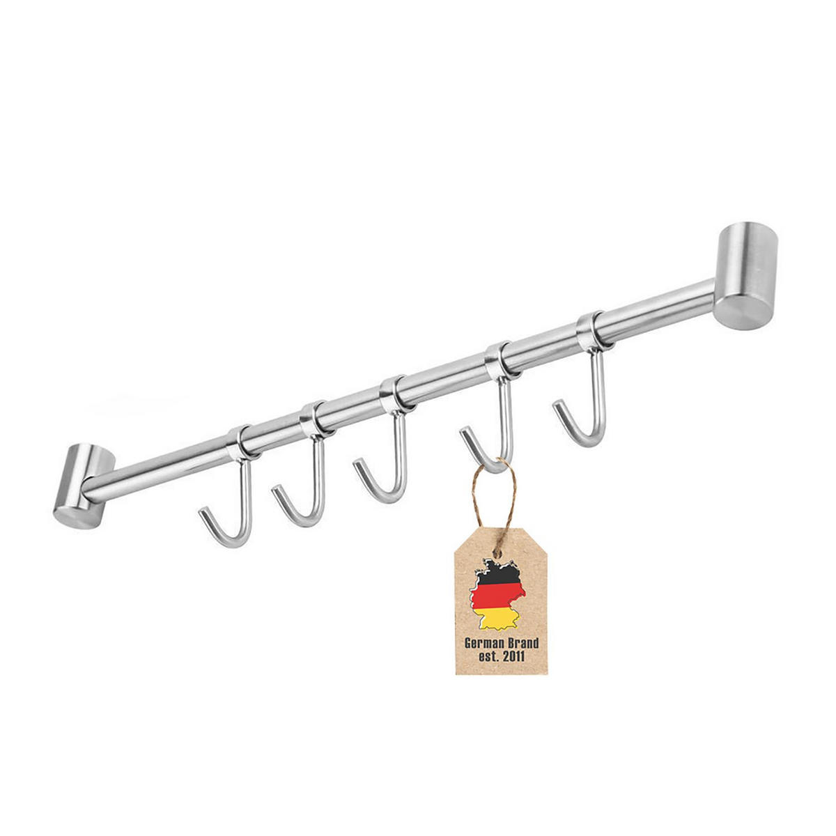 KÜCHEN HÄNGELEISTE mit 5 Haken - Silberfarben, Metall (3.4/2.2/36cm) - Intirilife