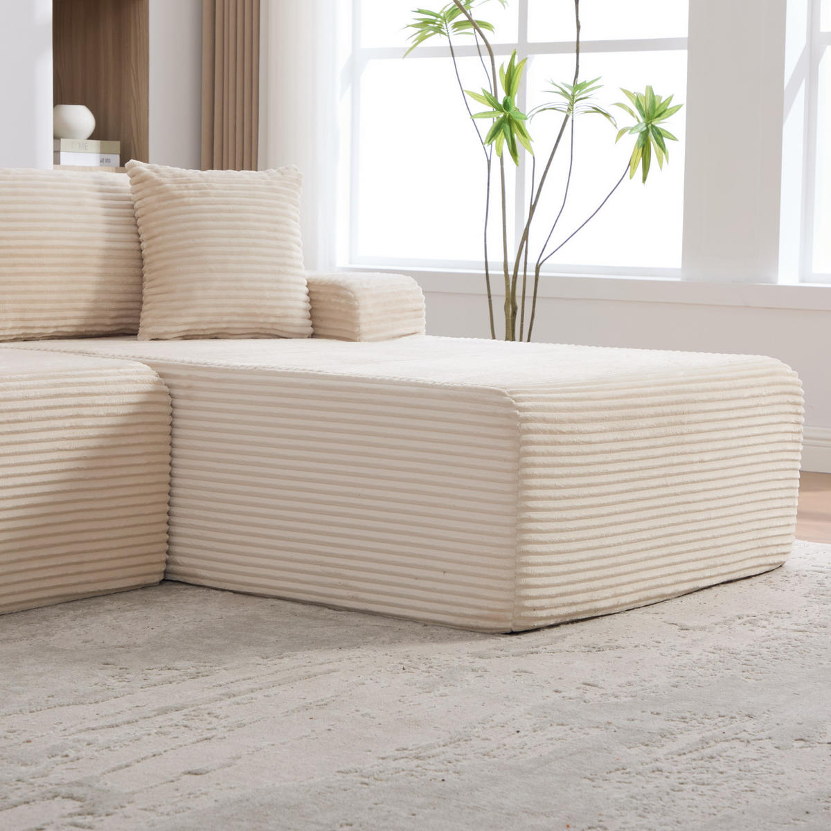 ECKSOFA 272/174/74.5 cm Beige mit rutschfestem Boden - Beige, Textil (174/74.5/272cm) - Oxeza