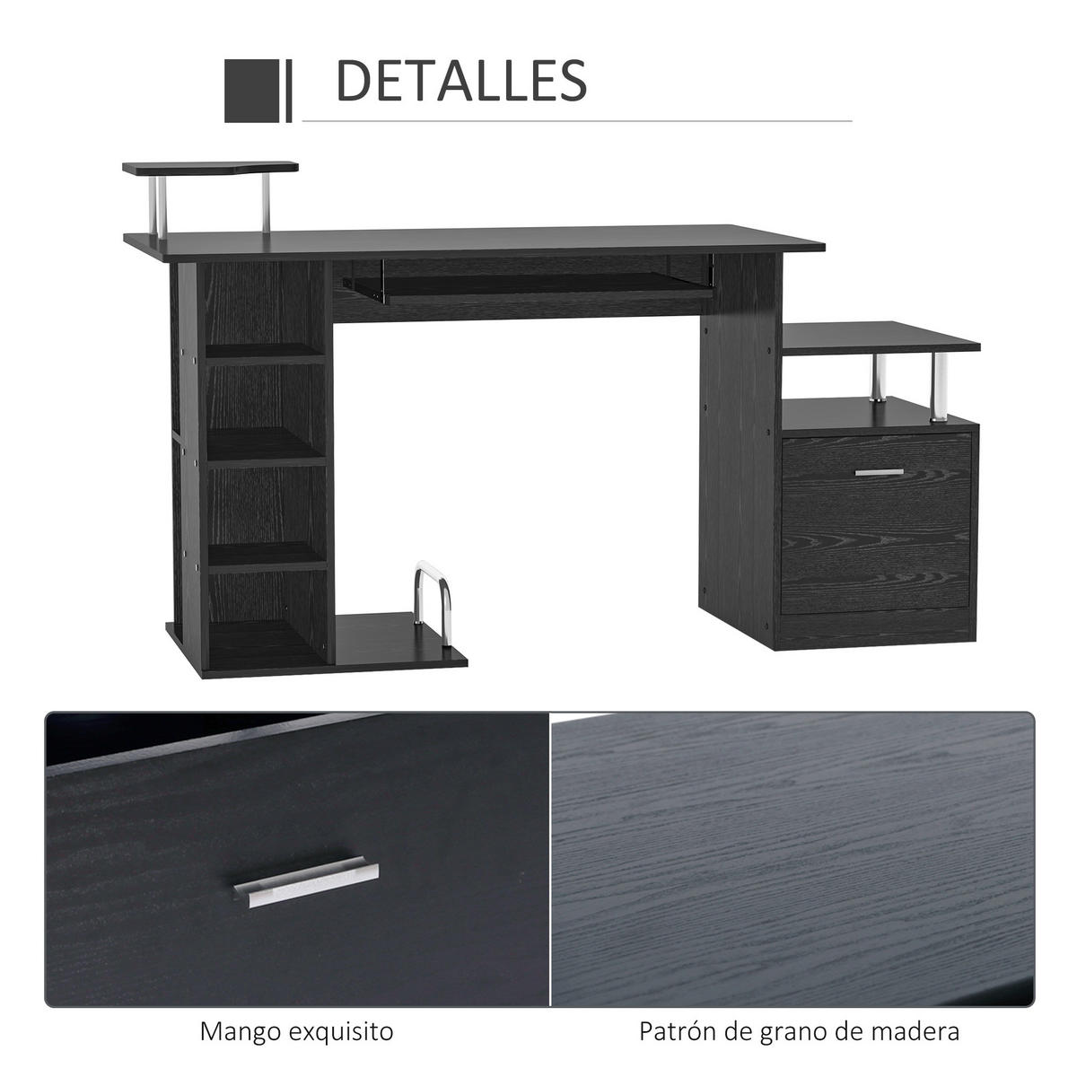 BÜROTISCH Schwarz 1 Stück - Schwarz, Holzwerkstoff (60/152/88cm) - GiPP