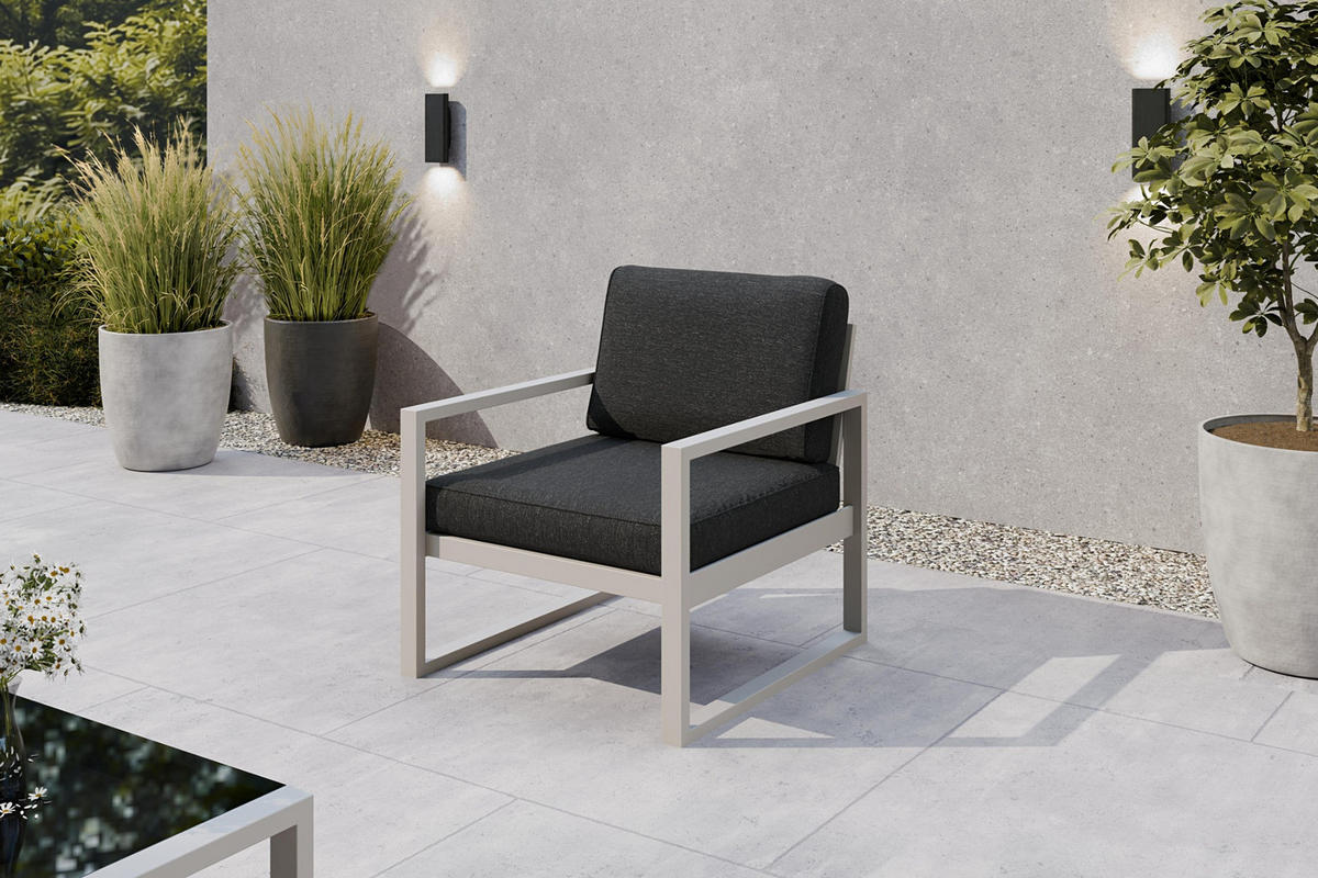 GARTENSET Madera für 6 Personen Balkonmöbel Aluminium Terassenmöbel Sitzbank, 4-tlg. Tisch kaschmir, graubraun - Kaschmir/Braun, Kunststoff/Metall - Margaret Hadas24