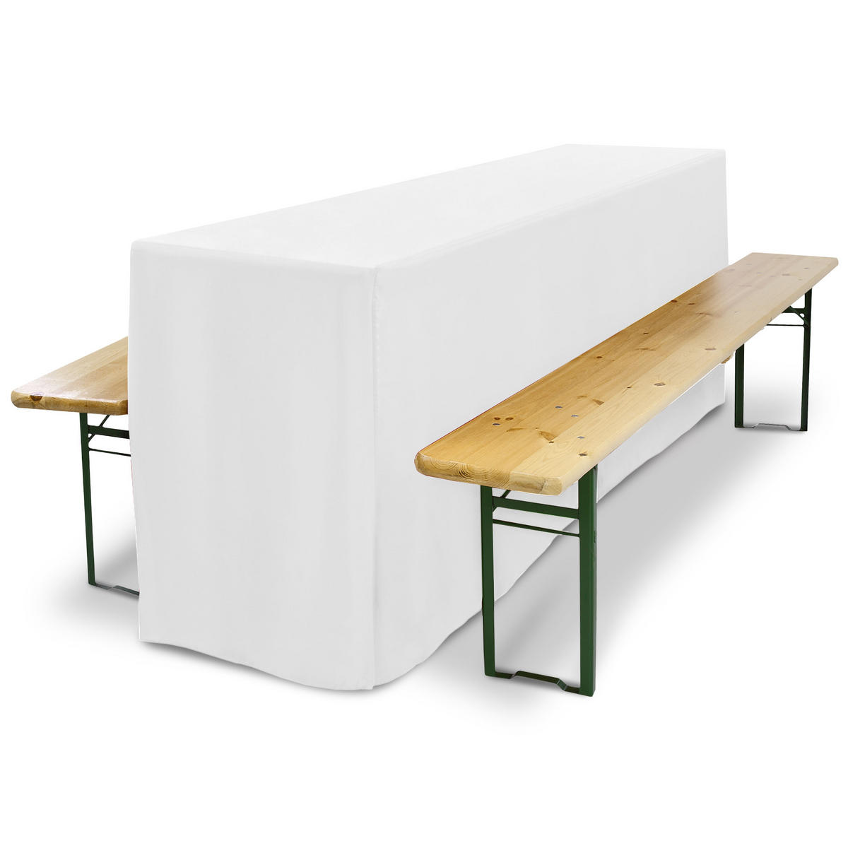 BIERTISCHHUSSE Premium L 50 cm Weiß 3tlg - Weiß, Kunststoff/Textil (50/220cm) - Beautissu 