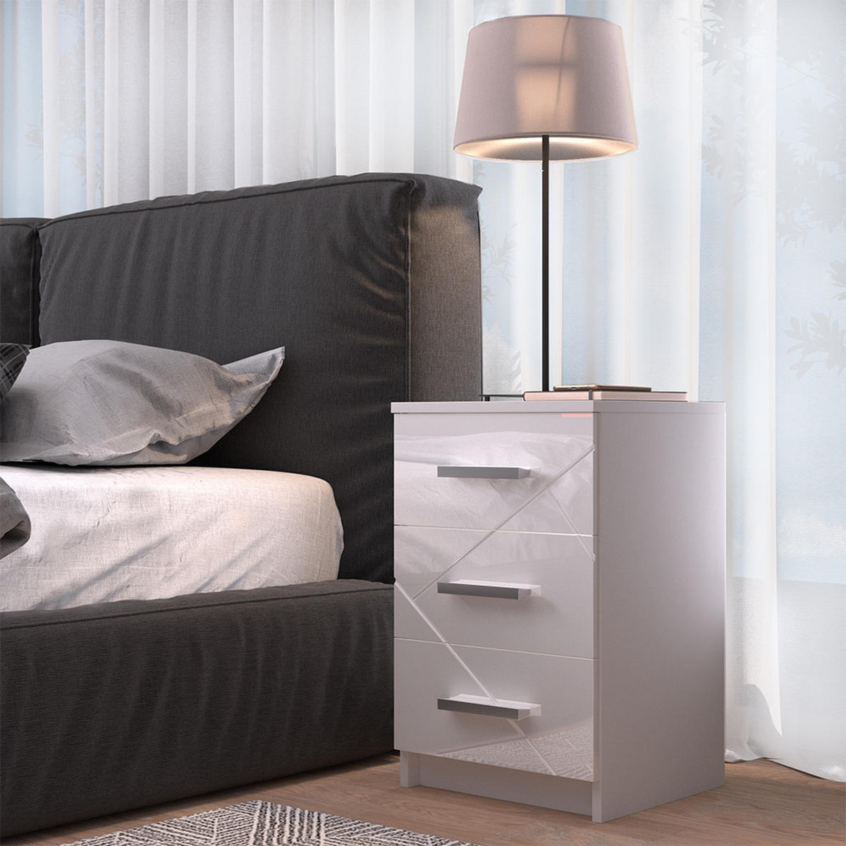 NACHTTISCH Irma Weiß 37.6 x 66 cm - Weiß, Holzwerkstoff (35.5/66/37.6cm) - Vicco