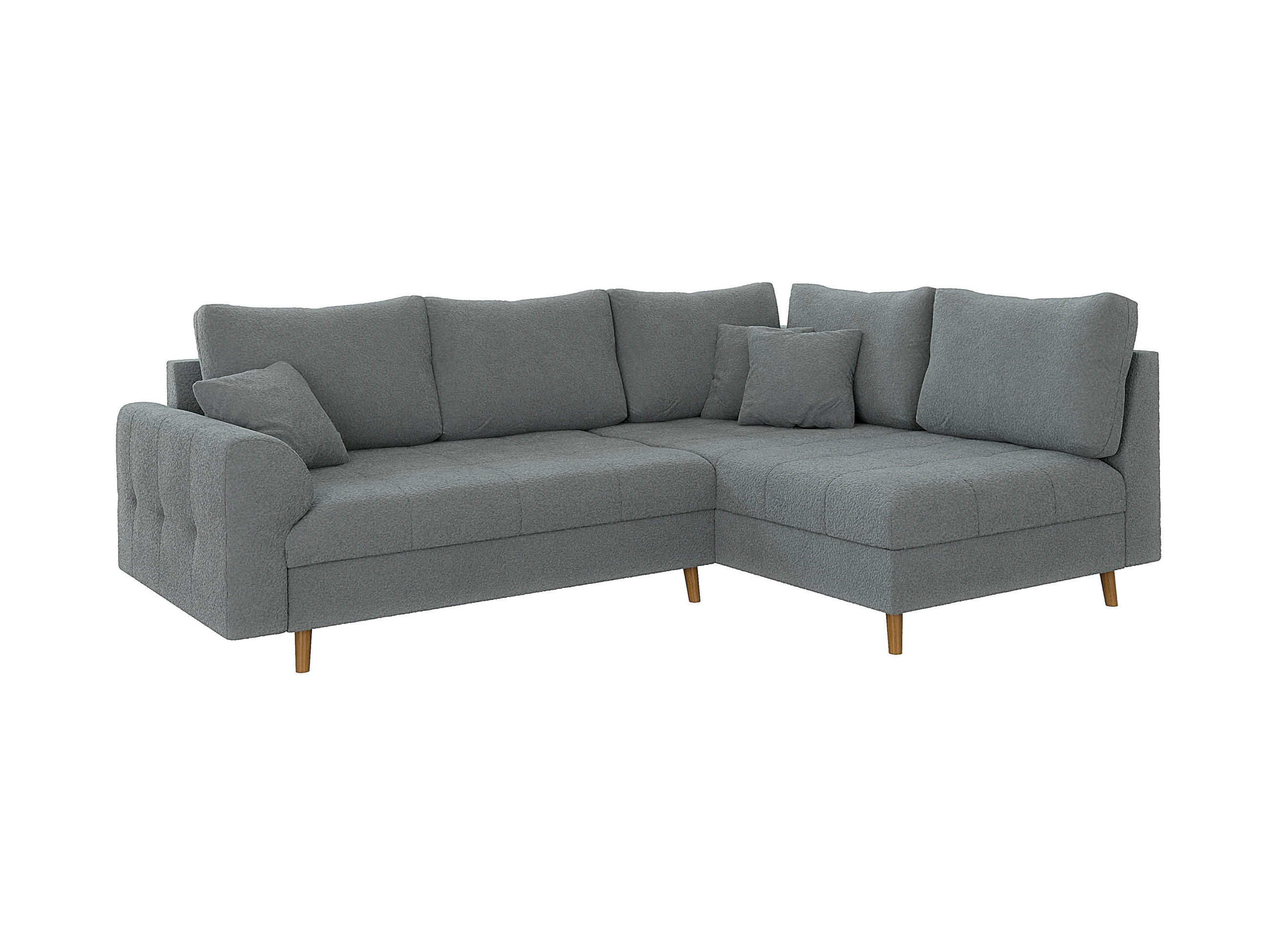 ECKSOFA Henrik Grau Boucle - Ottomane rechts - Braun/Grau, Holz/Textil (231/161cm) - S-Style Möbel