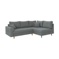 ECKSOFA Henrik Grau Boucle - Ottomane rechts - Braun/Grau, Holz/Textil (231/161cm) - S-Style Möbel