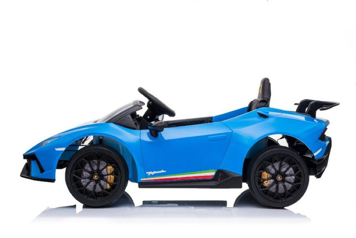 KINDER ELEKTROAUTO Lamborghini Huracan blau EVA-Reifen, Kunstledersitz, lizenziert, Fernbedienung, Bluetooth - Blau, Kunststoff (117/64/47cm) - Es-Toys