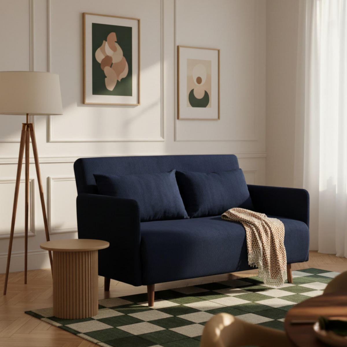 BETTSOFA - Navy blau - Dunkelblau, Textil (132/80/88cm) - Drawer