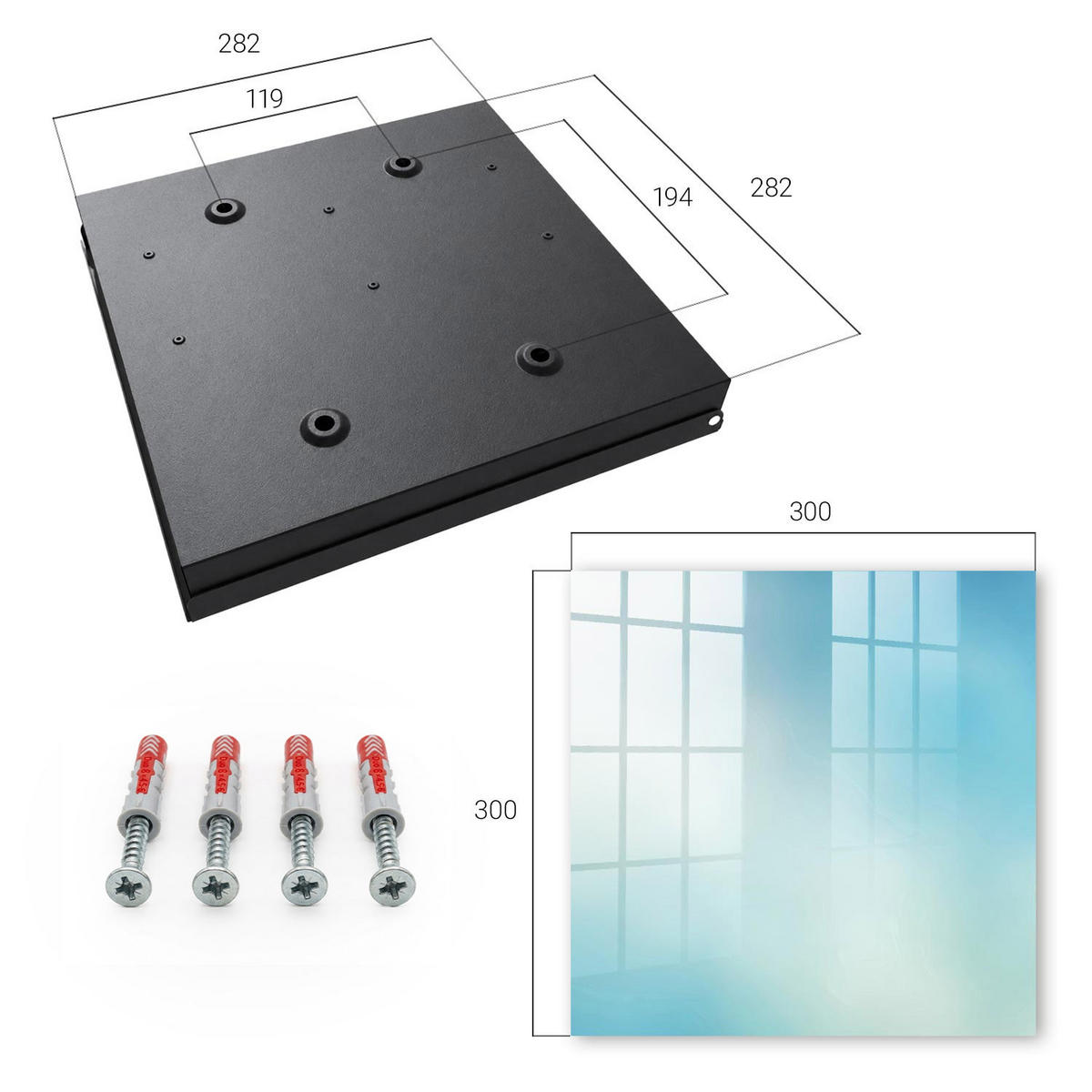 SCHLÜSSELBOX Schwarz 30x30 cm- Türöffnung nach rechts - Himmlischer Traum - Blau, Metall (30/30/5cm) - TULUP