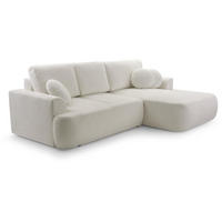 ECKSCHLAFSOFA Vento hellbeige rechts - Creme/Schwarz, Textil (260/168cm) - Beautysofa