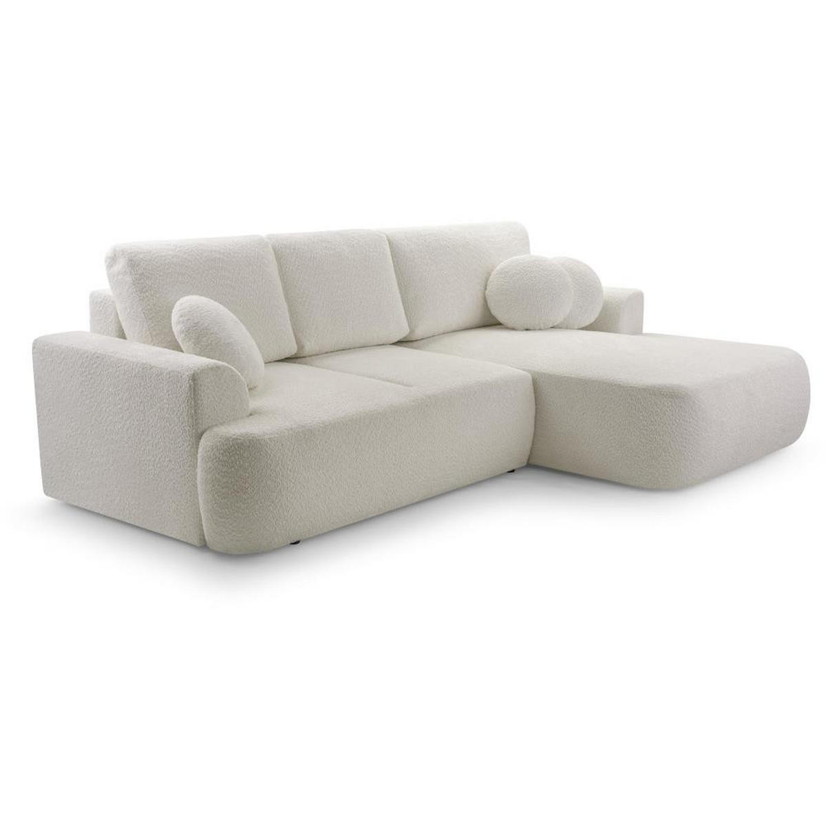 ECKSCHLAFSOFA Vento hellbeige rechts - Creme/Schwarz, Textil (260/168cm) - Beautysofa