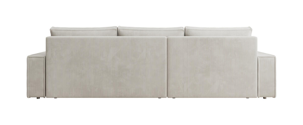 ECKSOFA Alice mit Bettkasten und Schlaffunktion, Cordstoff in L-Form - Creme, Textil (289/184cm)