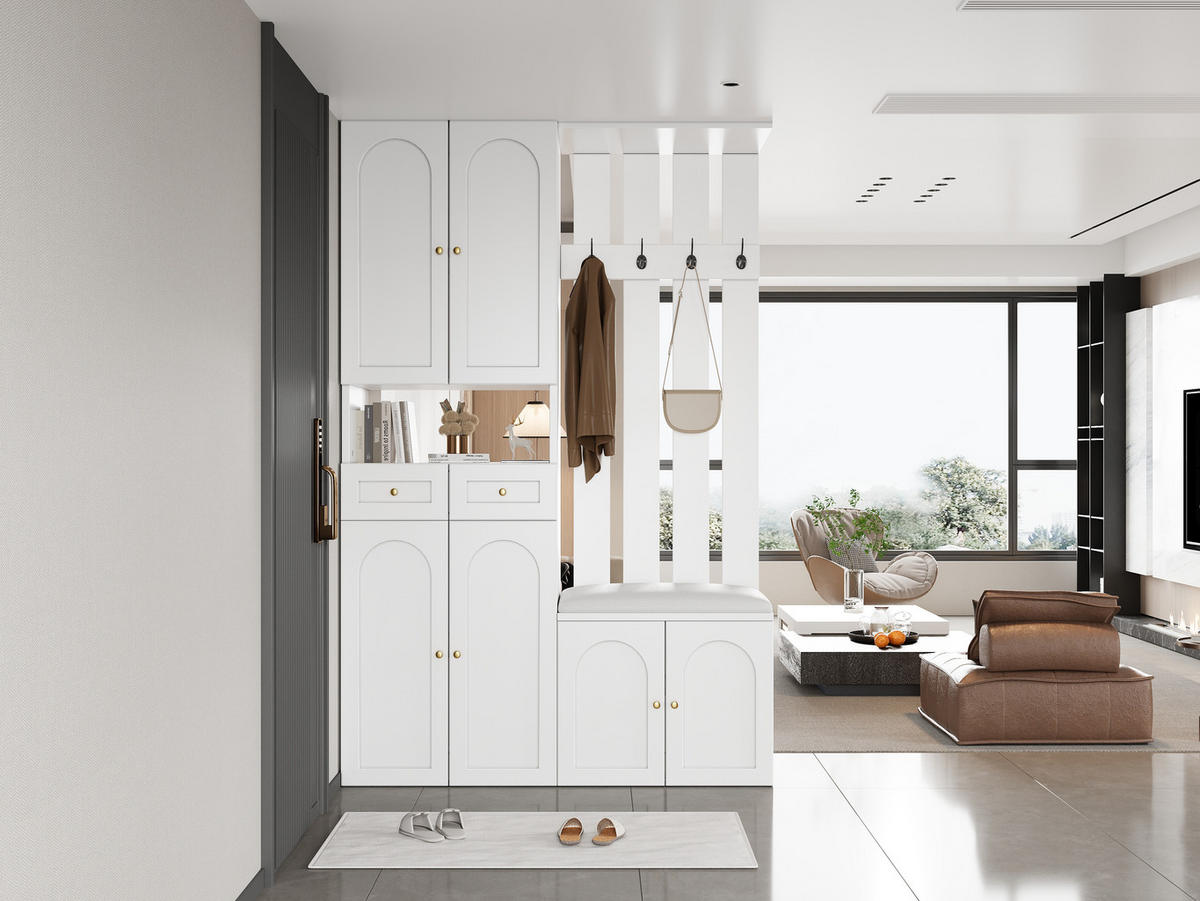 GARDEROBE, Spanplatte (Material), mit Türen und Schubladen (Funktionen), 110/37/180 cm, Weiß - Weiß, Holzwerkstoff (110/180/37cm) - Redom