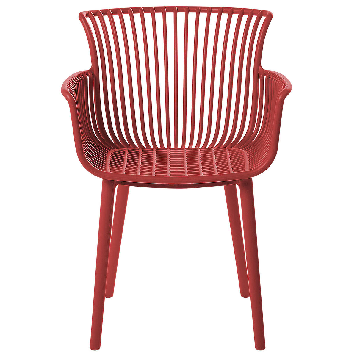 GARTENSTUHL 4er-Set Kunststoff rot Pesaro - Rot, Kunststoff (58/84/45cm) - Beliani