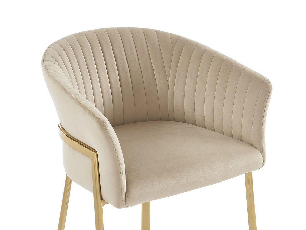 STUHL - 61 cm x 57 cm - samt - beige Zaova - Beige, Textil (61/76/57cm) - Vente-Unique