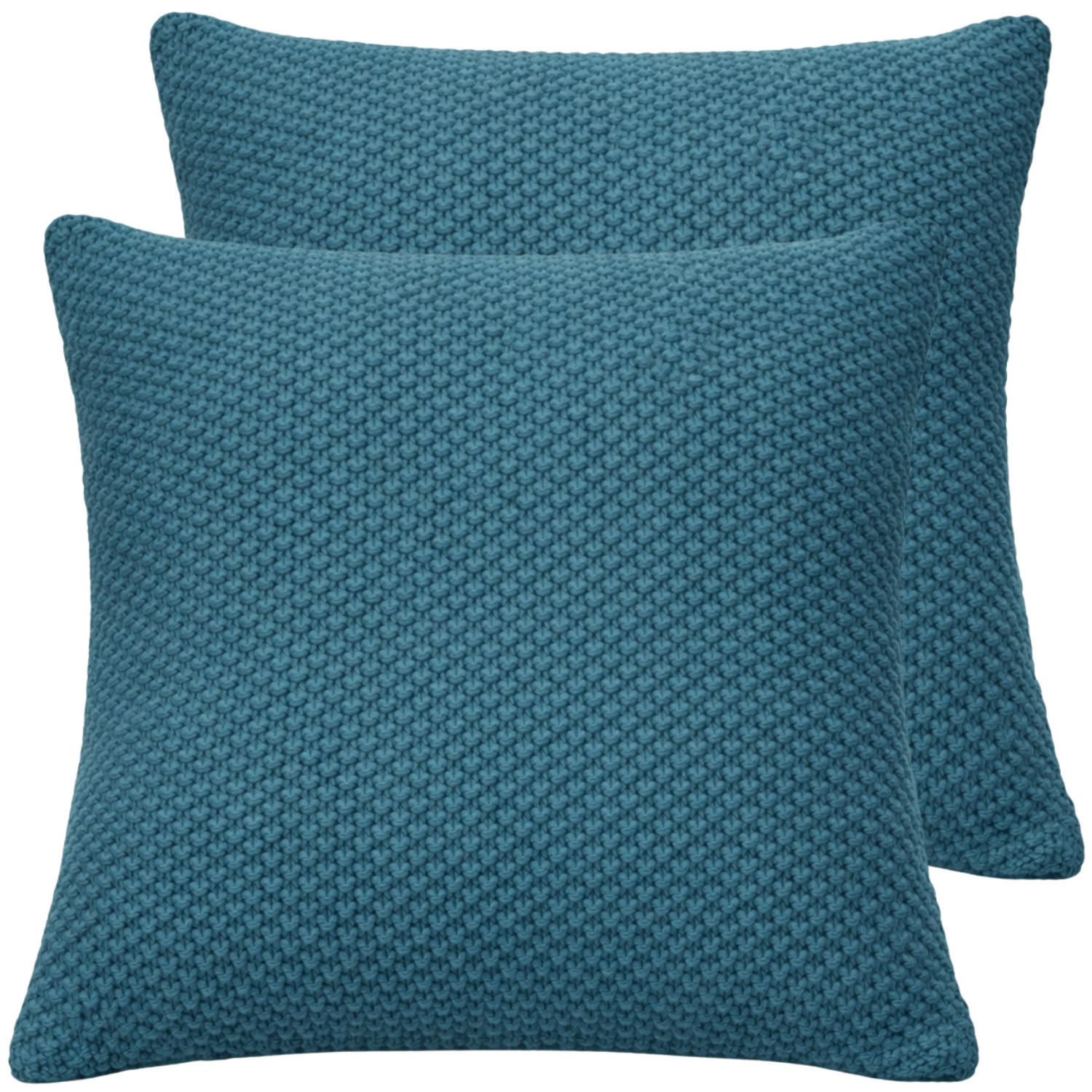 KISSENBEZUG 50x50 im 2er Set, Strick Dekokissenbezug, Wohnzimmer Sofakissenbezug für Sofa, Bett, Couch - Petrol - Petrol, Textil (50/50cm) - Carpe Sonno