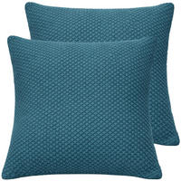 KISSENBEZUG 50x50 im 2er Set, Strick Dekokissenbezug, Wohnzimmer Sofakissenbezug für Sofa, Bett, Couch - Petrol - Petrol, Textil (50/50cm) - Carpe Sonno