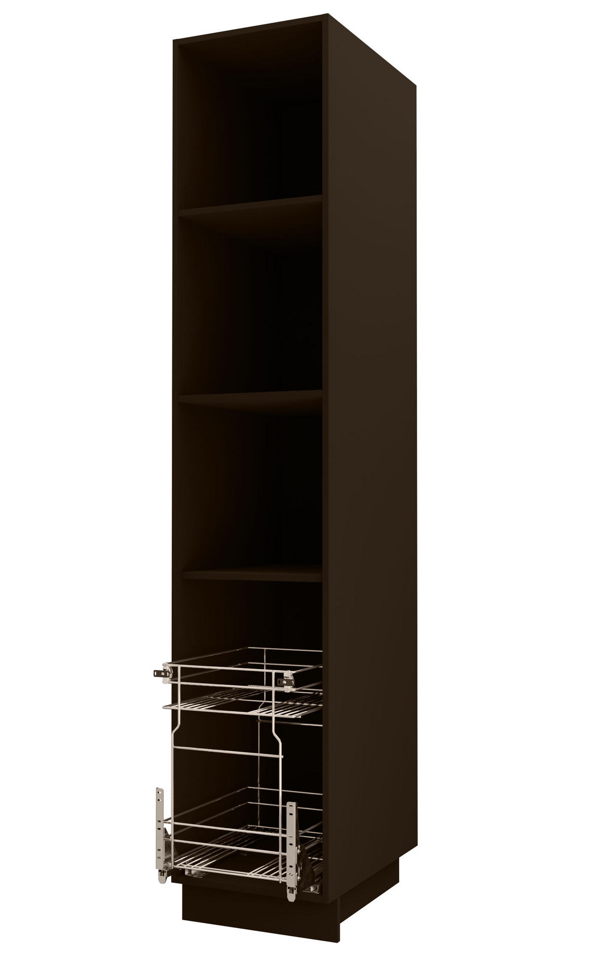 APOTHEKERSCHRANK Essen 2D14K/40/kargo Schwarz Hochglanz / Lava Matt 40 / 59 / 207cm - Schwarz Hochglanz/Dunkelgrau, Holz/Holzwerkstoff (40/207/59cm) - Feldmann-Wohnen