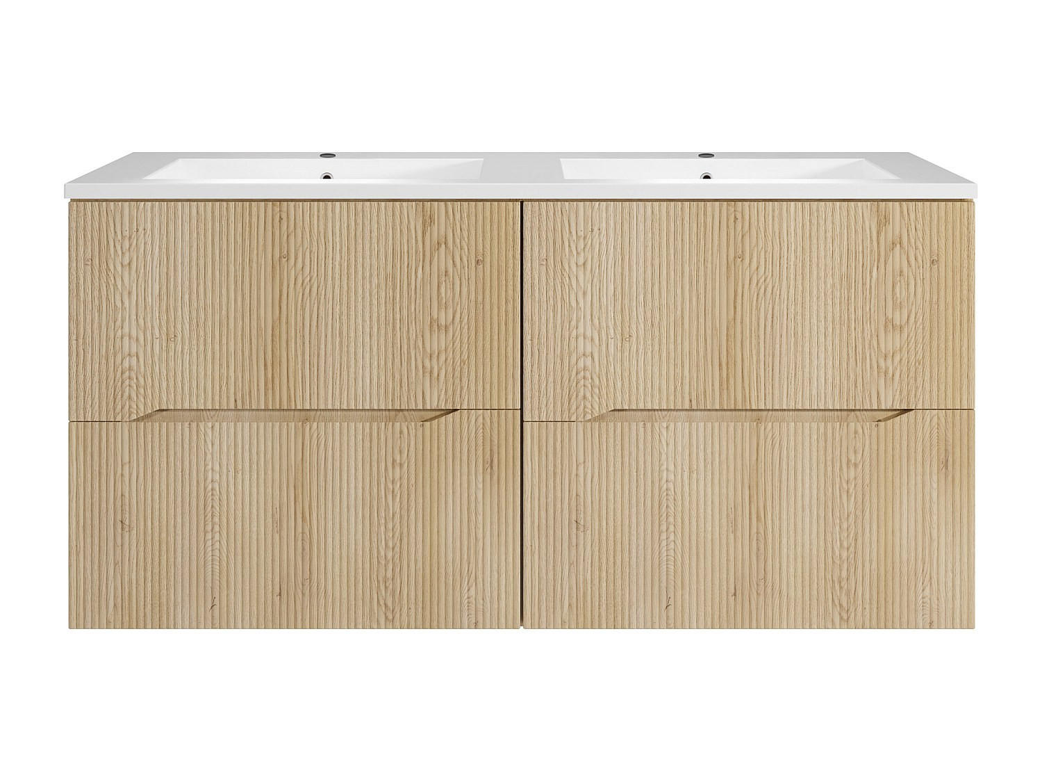 DOPPELWASCHTISCH - 120 cm x 46 cm - Holz, Platte - Naturfarben Hell - ORISO - Naturfarben, Holz (120/57/46cm) - Vente-Unique
