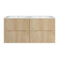 DOPPELWASCHTISCH - 120 cm x 46 cm - Holz, Platte - Naturfarben Hell - ORISO - Naturfarben, Holz (120/57/46cm) - Vente-Unique