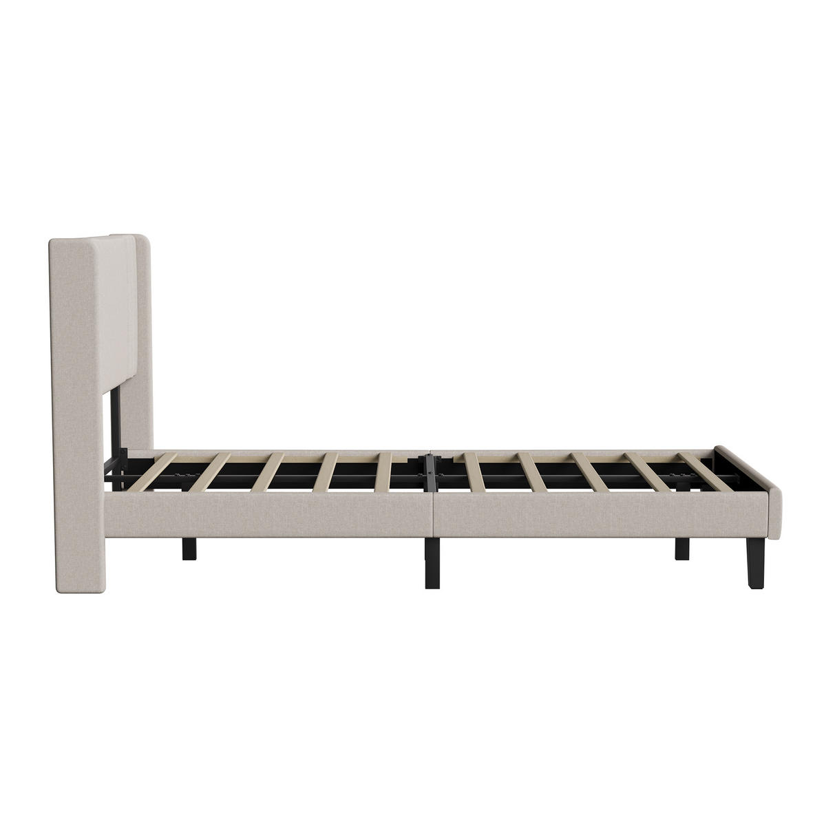 POLSTERBETT 90x200 cm Einzelbett mit Lattenrost, Leinenstoff Beige - Beige, Metall (90/200cm) - EuroLiving