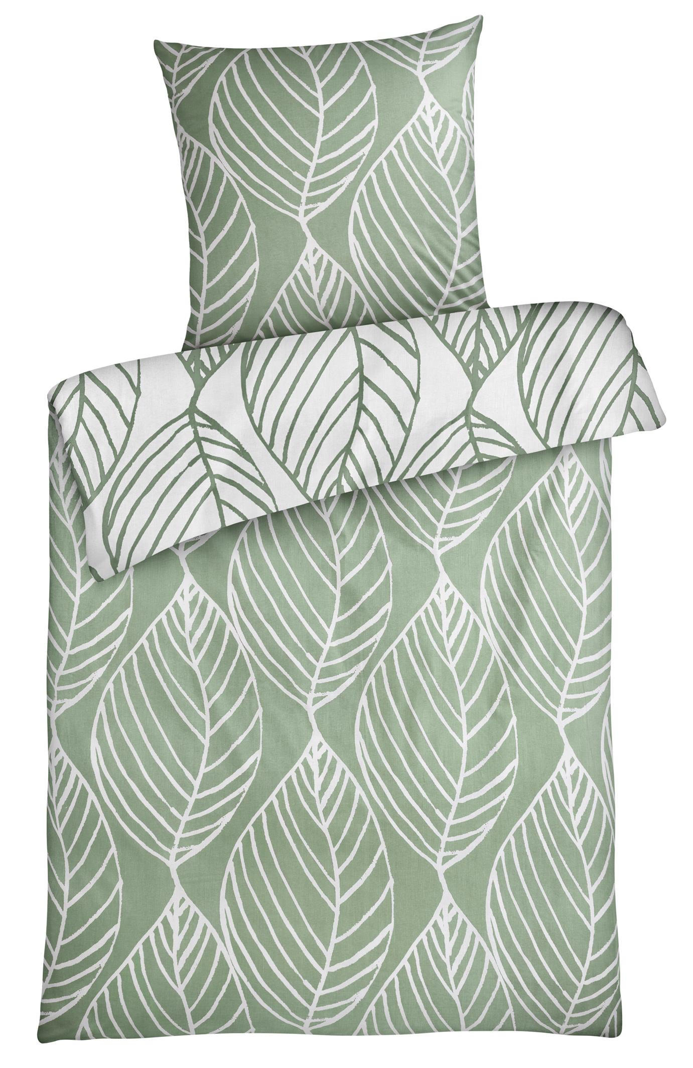 WENDE-BETTWÄSCHE 135x200 Renforce Bettbezug Floral Baumwolle Blätter Grün - Multicolor, Textil (135/200cm) - Carpe Sonno