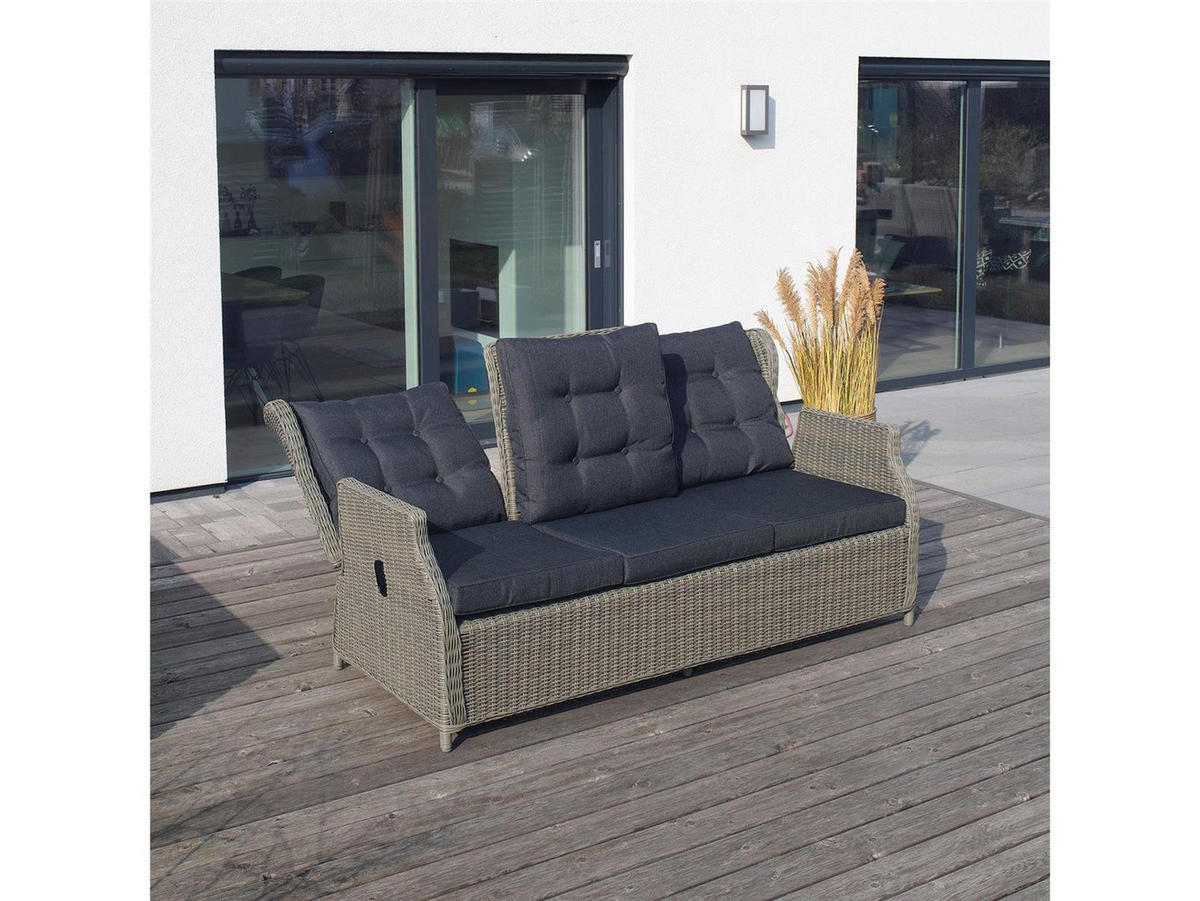 GARTEN-SITZGRUPPE Bilbao Braun Polyrattan für 7 Personen - Braun, Naturmaterialien - Green Spirit