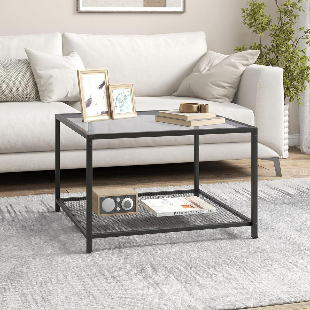 COUCHTISCH Glas Grau - Grau, Glas (70/70/45cm) - COSTWAY