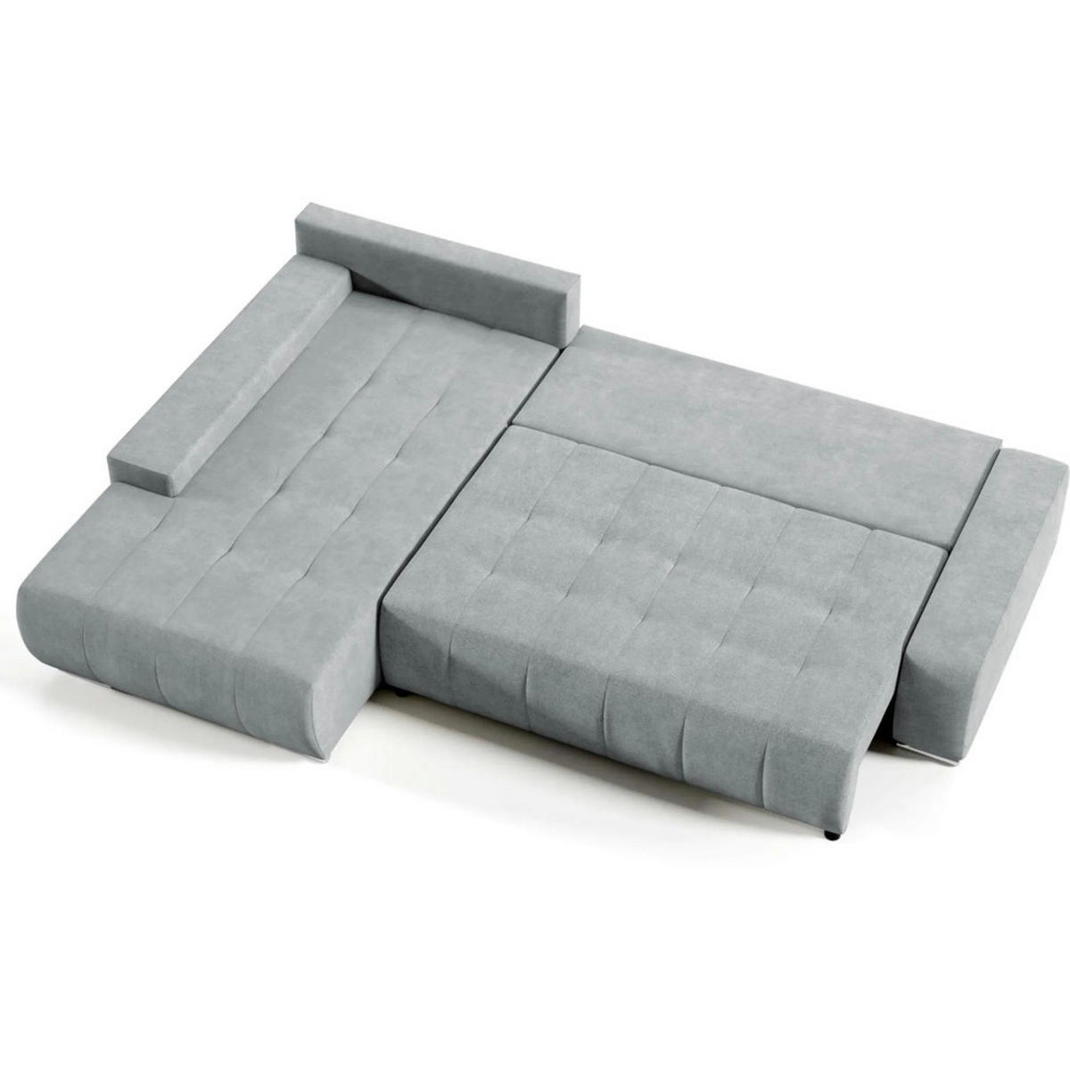 ECKSCHLAFSOFA Draco L Hellgrau - Silberfarben/Hellgrau, Textil/Metall (267/186cm) - Beautysofa