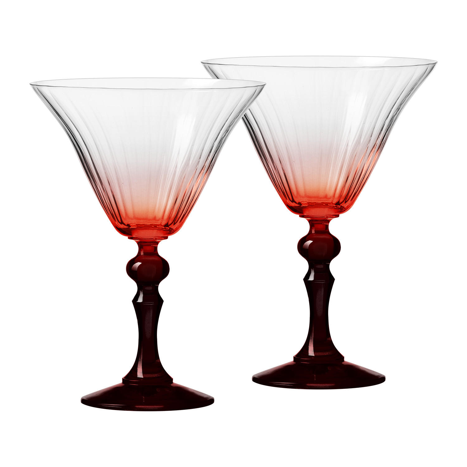 COCKTAILGLÄSER BUBBLE CELEBRATION MOMENTS MIT ROTEM STIEL, 2ER-SET, 170 ML - Transparent, Glas (0.17L) - Krosno Glass