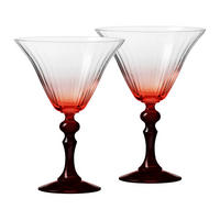COCKTAILGLÄSER BUBBLE CELEBRATION MOMENTS MIT ROTEM STIEL, 2ER-SET, 170 ML - Transparent, Glas (0.17L) - Krosno Glass