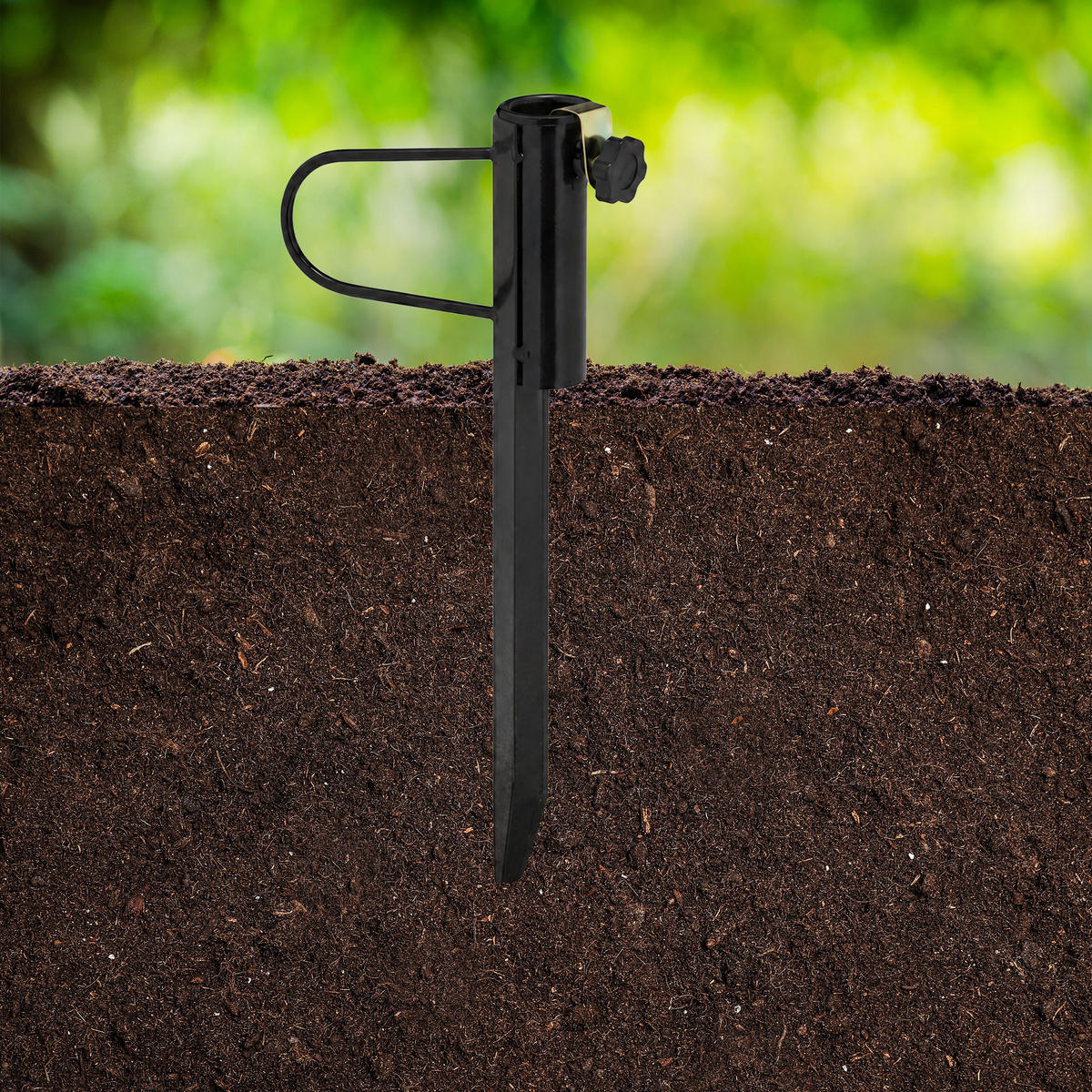 RASENDORN Schwarz für Sonnenschirm Stahl bis 32 mm - Schwarz, Kunststoff/Metall (20/42/5cm) - Relaxdays