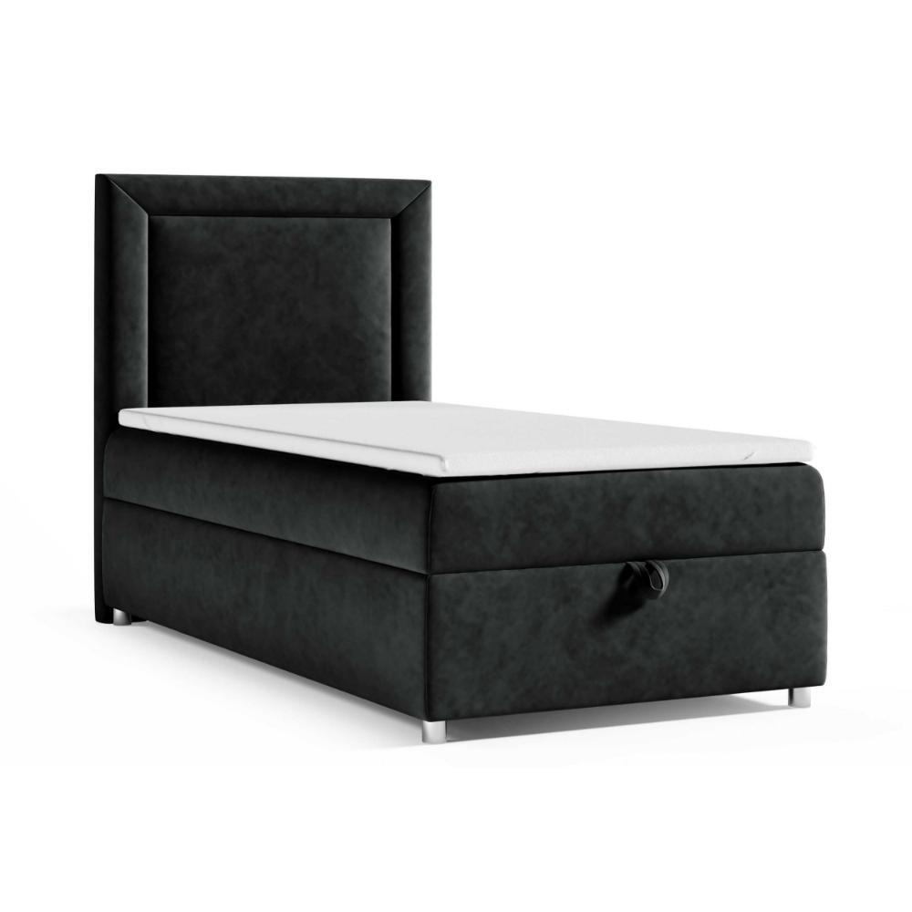 BOXBETT mit Bettkasten Trinity K-3 SINGLE Bonellfederkern inkl. Topper - Schwarz, Holz/Holzwerkstoff (80/200cm) - Best For Home