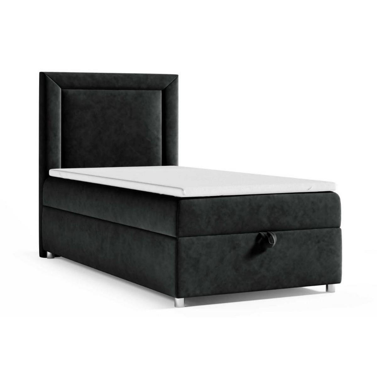 BOXBETT mit Bettkasten Trinity K-3 SINGLE Bonellfederkern inkl. Topper - Schwarz, Holz/Holzwerkstoff (70/200cm) - Best For Home