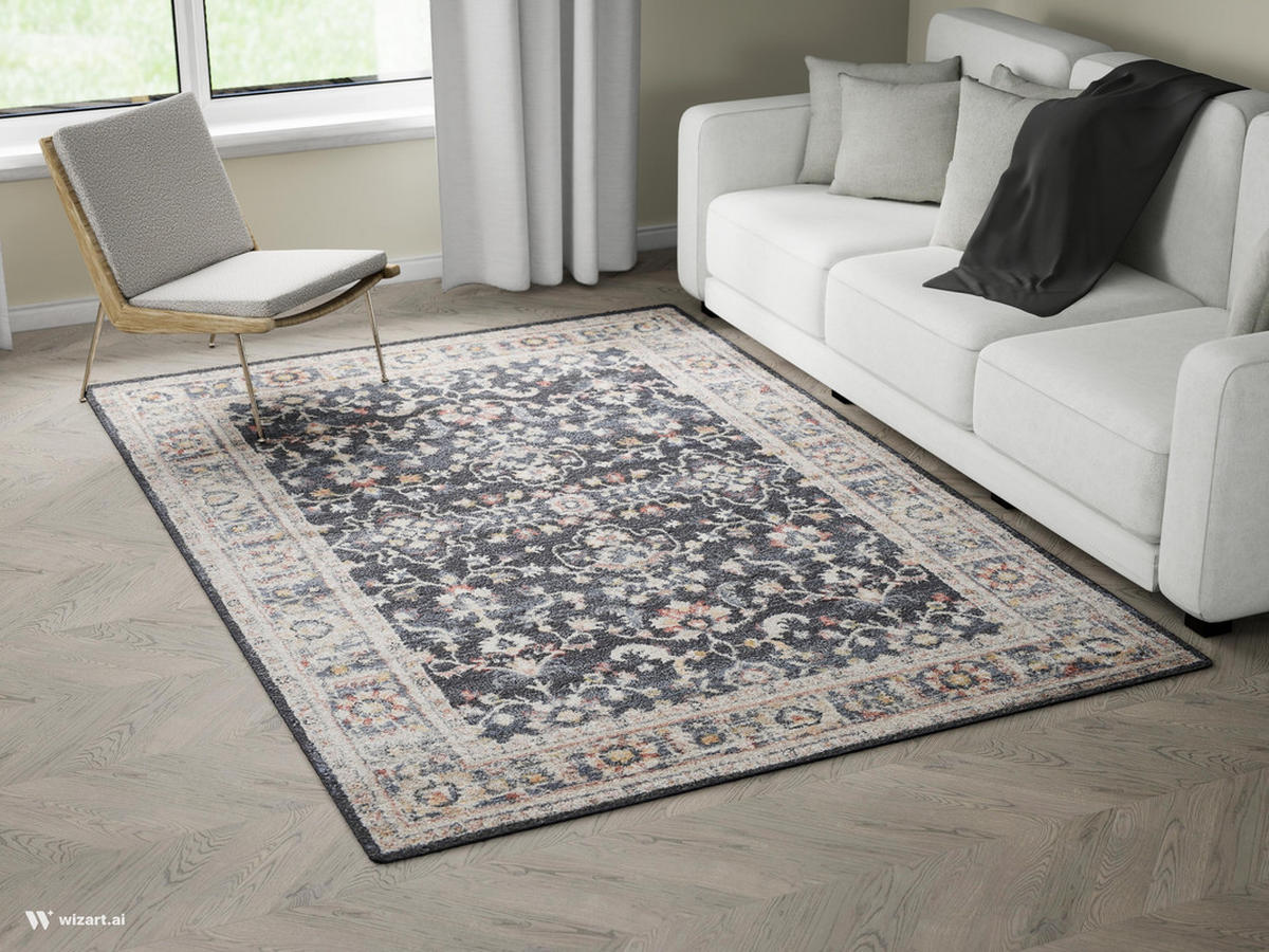 HEATSET-TEPPICH Florence Dunkelblau/Beige 160x230 cm - Multicolor, Textil (160/230cm) - Vercai Rugs