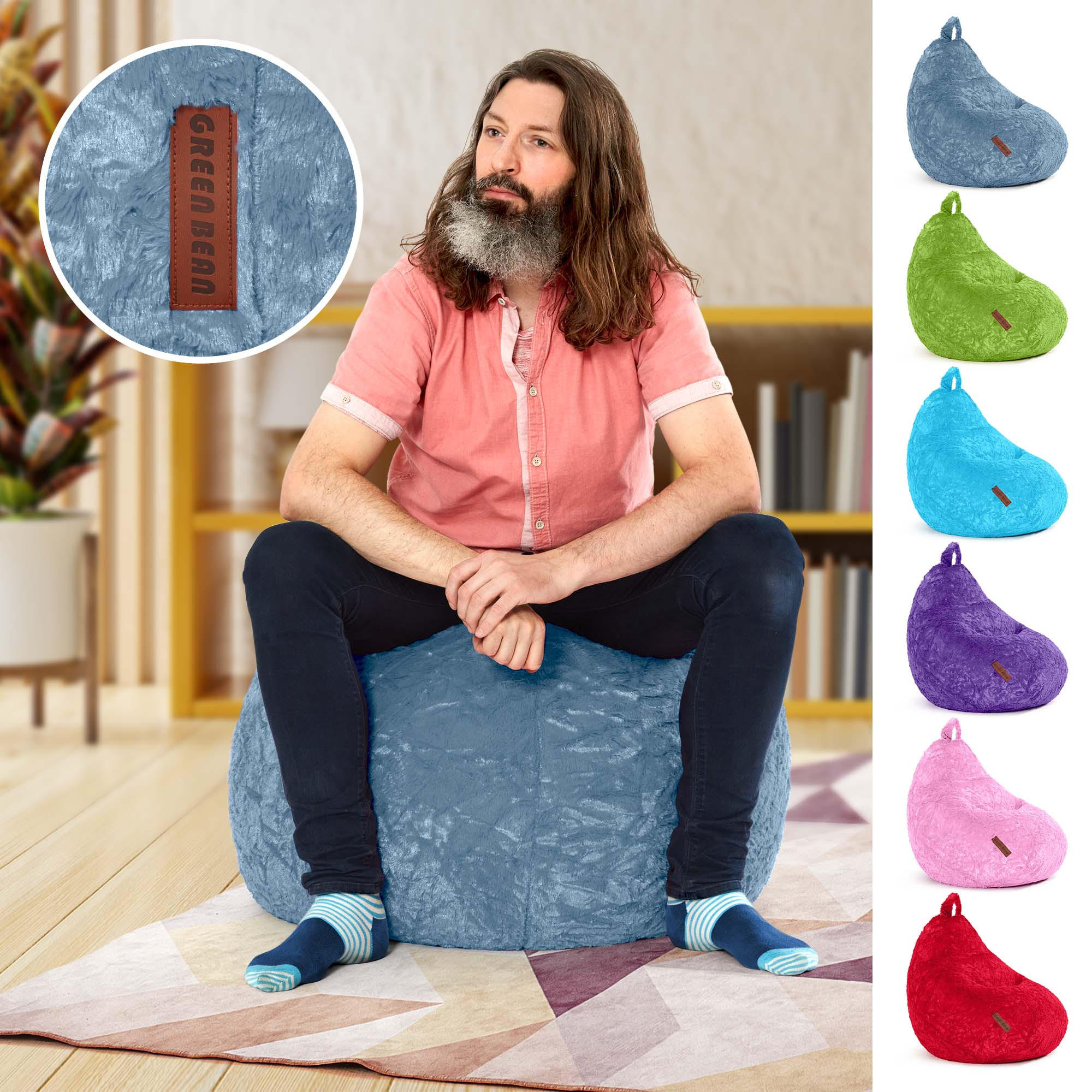 SITZSACK "Plüsch" 60x45x45cm - 120L - Grau, Textil (45/60/45cm) - Green Bean