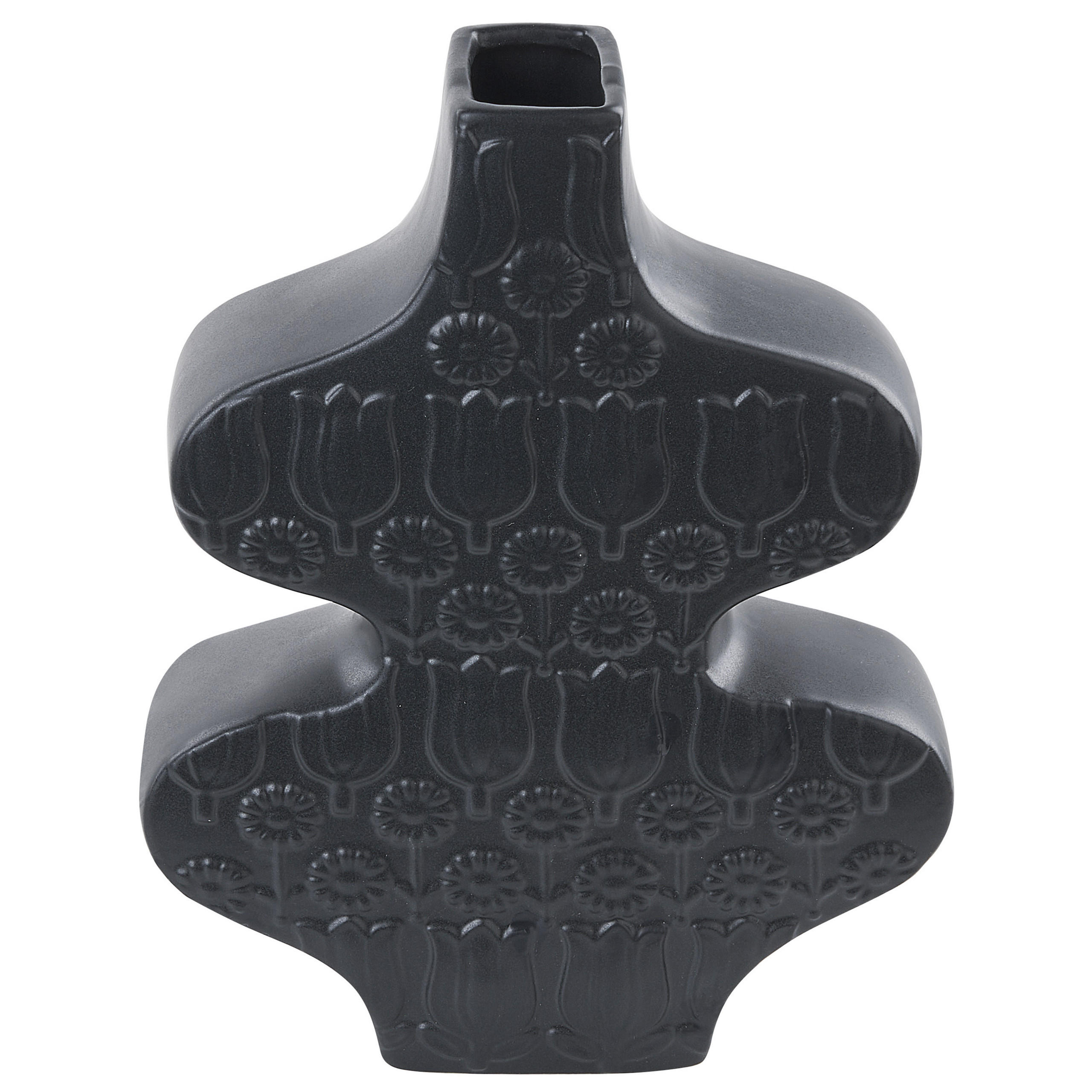 BLUMENVASE Porzellan schwarz Argos - Schwarz, Keramik (25cm) - Beliani