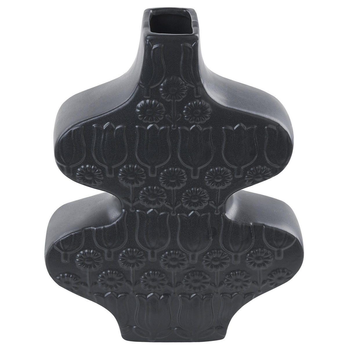 BLUMENVASE Porzellan schwarz Argos - Schwarz, Keramik (25cm) - Beliani