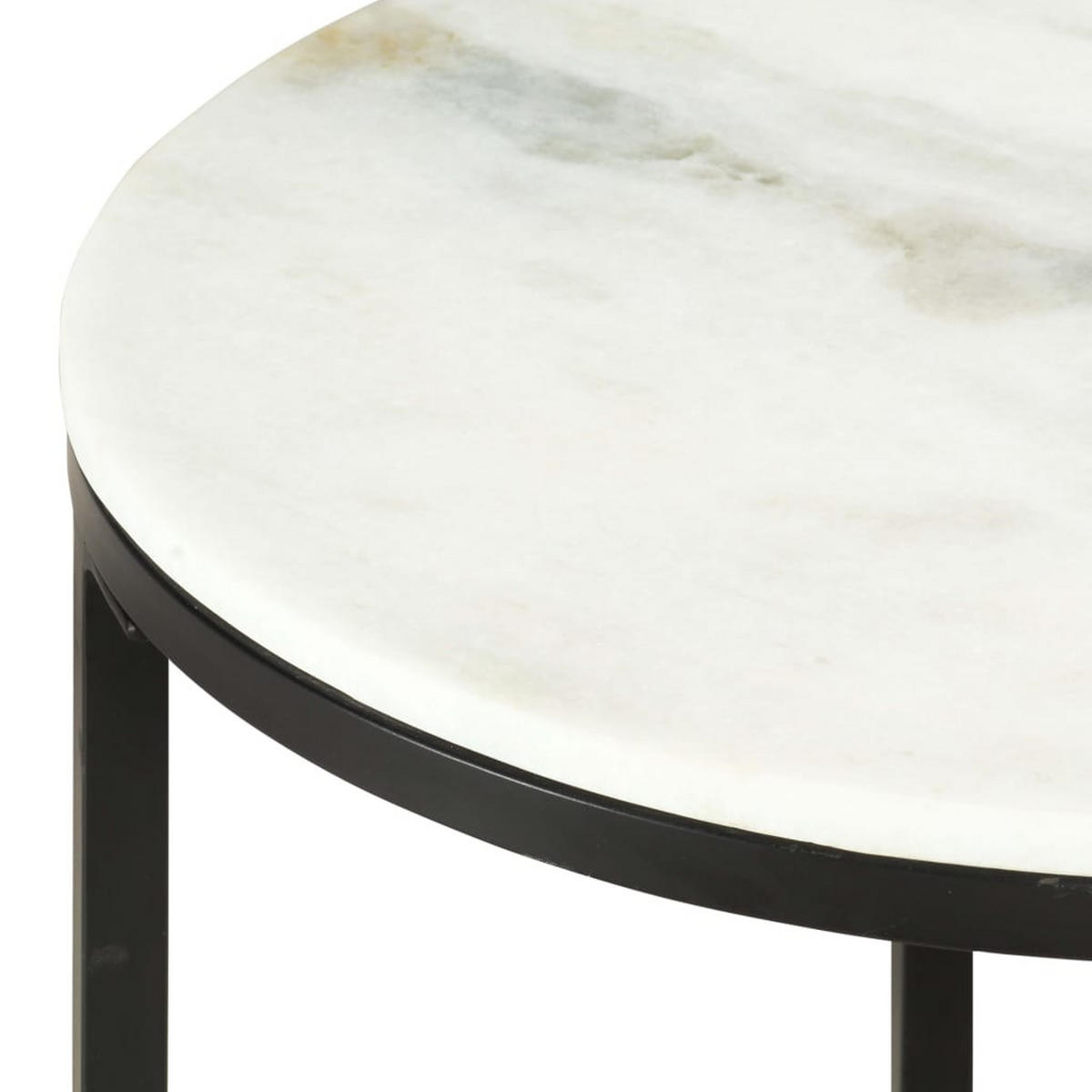 COUCHTISCH Weiß und Schwarz Ø65 cm Echter Marmor - Weiß, Stein (65/65/40cm) - furnicato