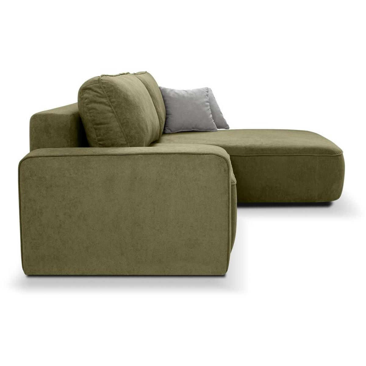 ECKSCHLAFSOFA Torre grün velours rechts - Grün, Textil (258/171cm) - Beautysofa